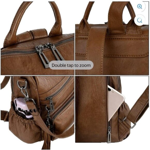 UTO Womens Backpack Purse Convertible Ladies Rucksack Crossbody Brown NEW. main image 16